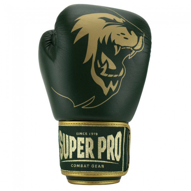 Super Pro Combat Gear Warrior SE Lederen (kick)bokshandschoenen Groen/Goud 10 Oz. Super Pro Combat Gear Warrior SE Lederen (kick)bokshandschoenen Groen/Goud 10 Oz.