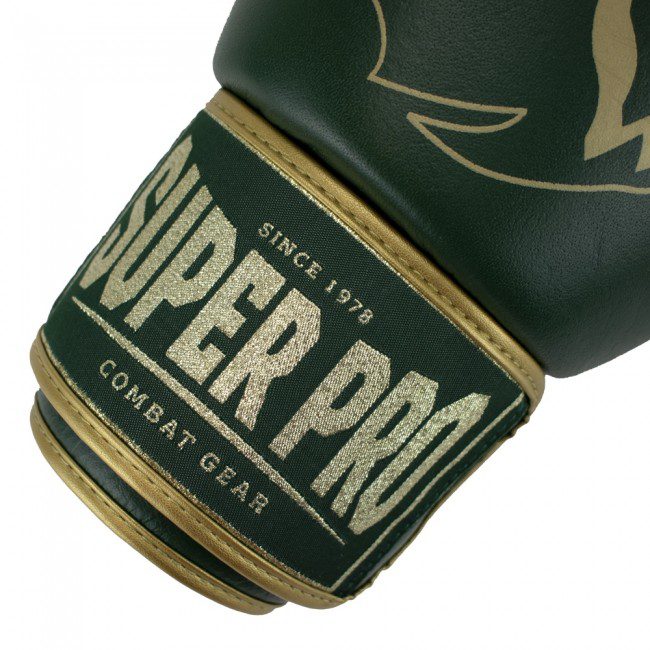 Super Pro Combat Gear Warrior SE Lederen (kick)bokshandschoenen Groen/Goud 10 Oz. Super Pro Combat Gear Warrior SE Lederen (kick)bokshandschoenen Groen/Goud 10 Oz.