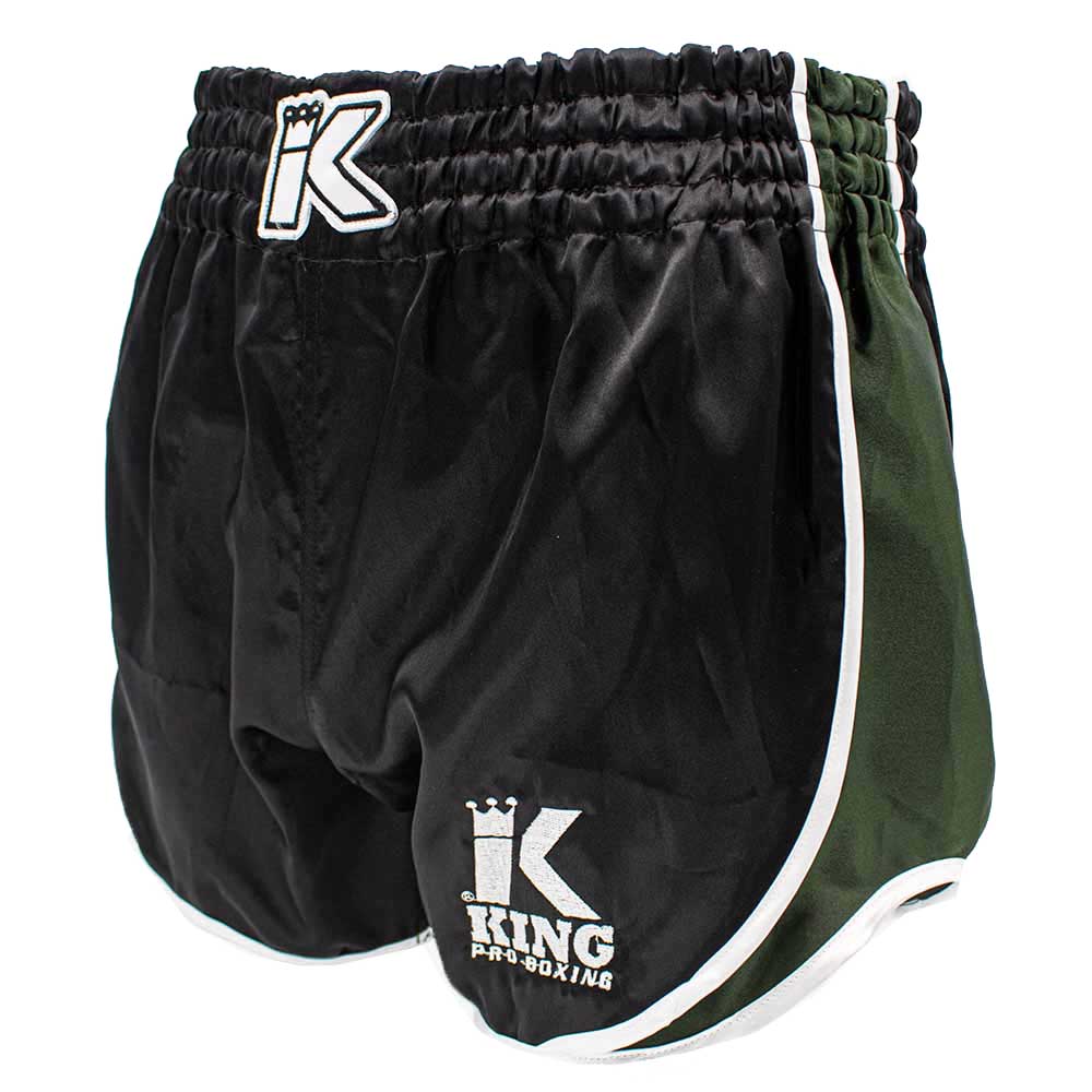 King Pro Boxing Retro Hybrid Muay Thai Shorts – Black/Green maat XL King Pro Boxing Retro Hybrid Muay Thai Shorts – Black/Green maat XL