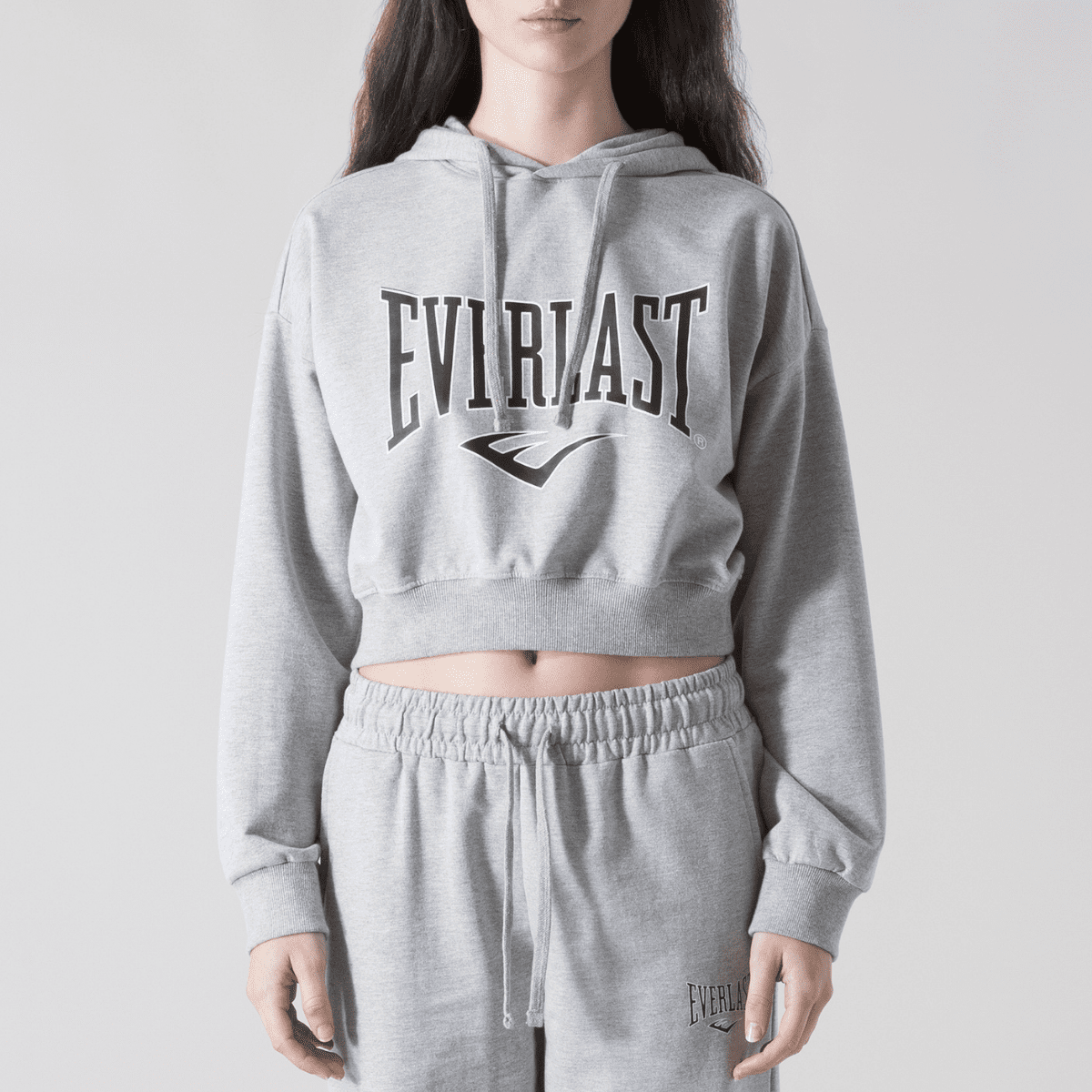 Everlast Cropped Hoodie Logo Grijs M (Grijs)