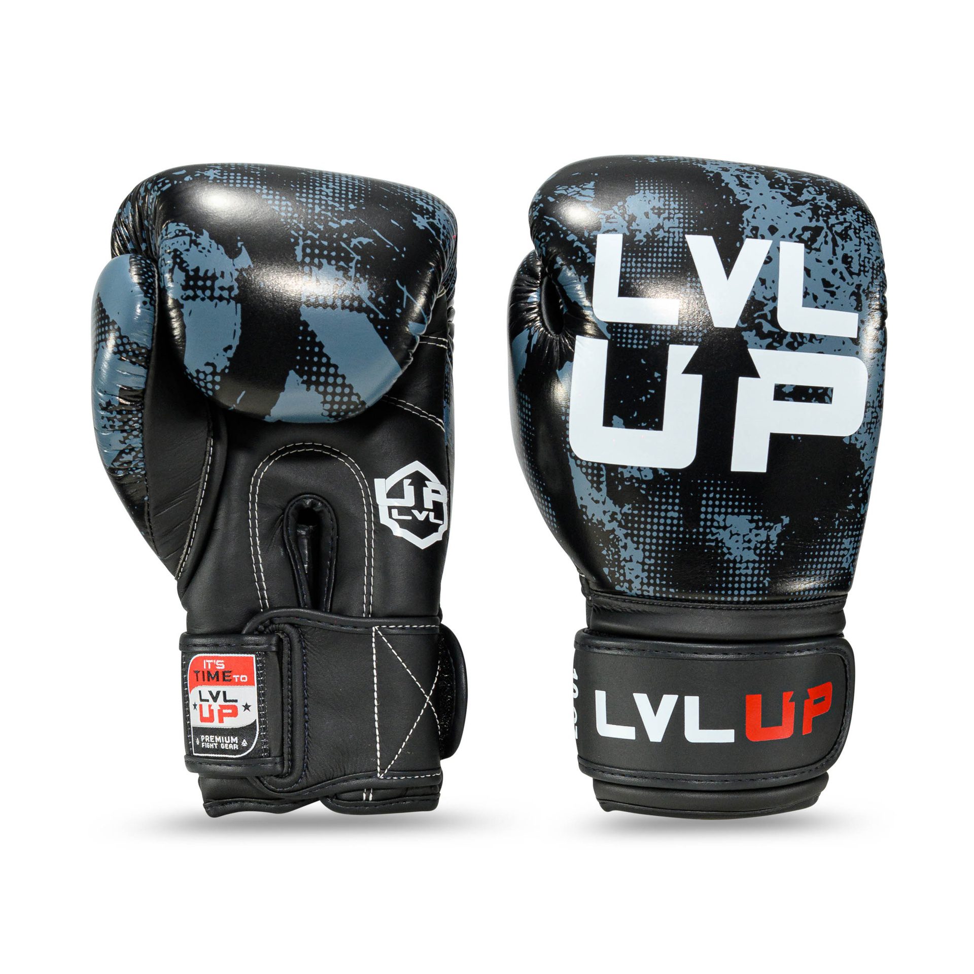 LVLUP Kickbokshandschoenen Zwart Grijs (LVL-UP-BG-STADIUM-1)