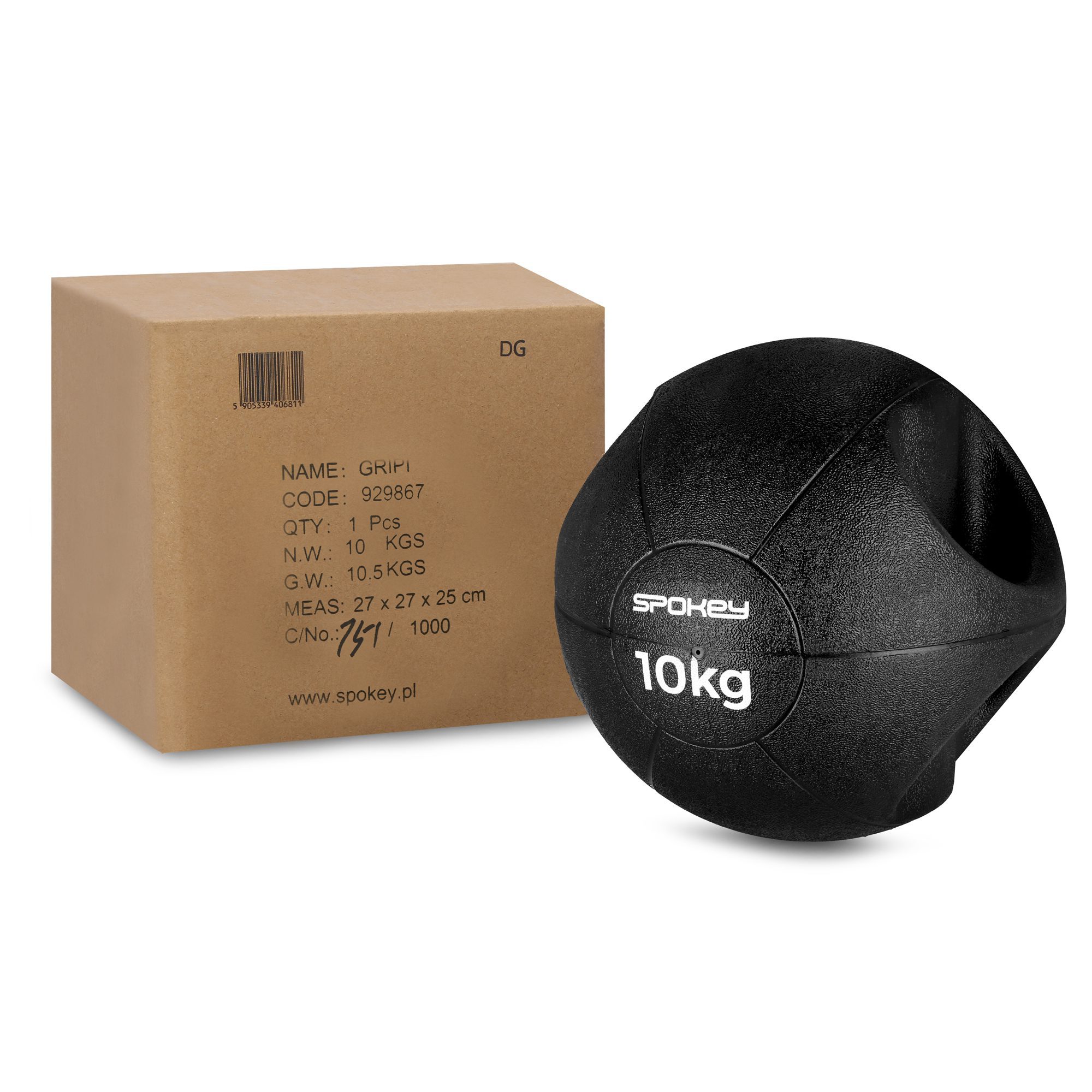 Spokey GRIPI Gewichtbal 10 kg met Handvatten Spokey GRIPI Gewichtbal 10 kg met Handvatten
