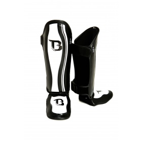 Kickboksscheenbeschermers BSG 2 (zwart/wit)<!-- 87049 Vechtsportwinkel.com -->