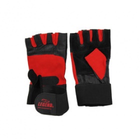 Fitness handschoenen leder zwart/rood
