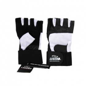 Fitness handschoenen leder zwart/wit