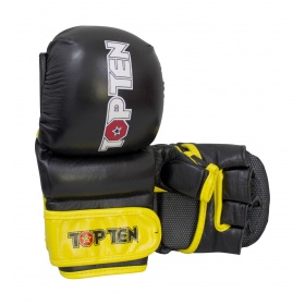 TOP TEN MMA Grappling gloves “Thumb Guard” Zwart – Geel<!-- 184317 Budoland -->