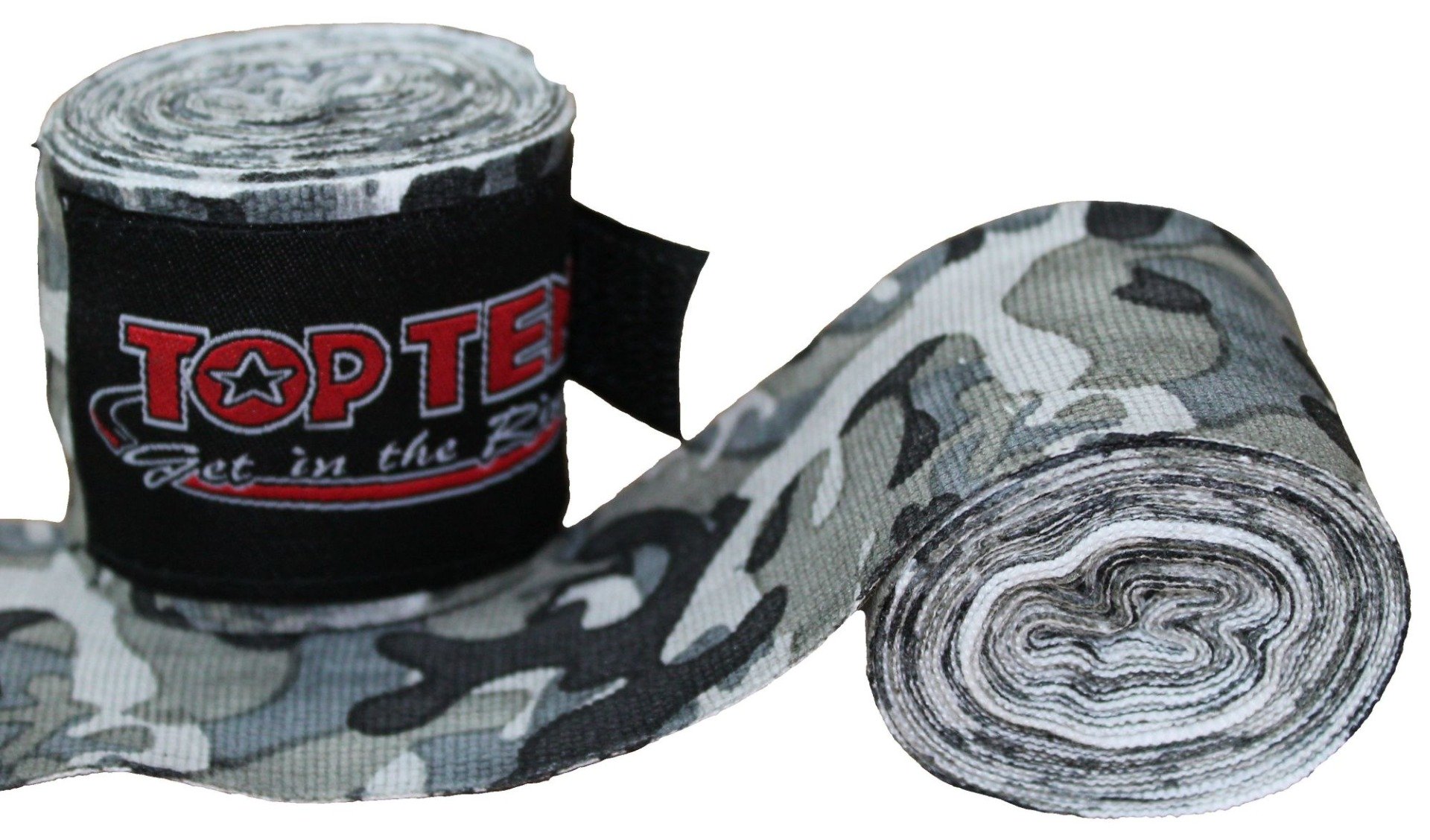 TOP TEN Boksbandage  boxing bandage elastic “Camouflage” Blauw - Wit