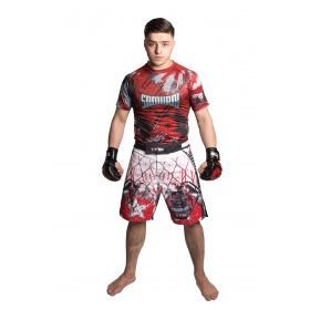 MMA broekje “Samurai I” Wit - rood - MMA broekjes