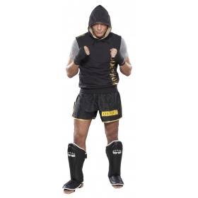 TOP TEN Mouwloos hoodie “Kickboxing” Zwart - goud