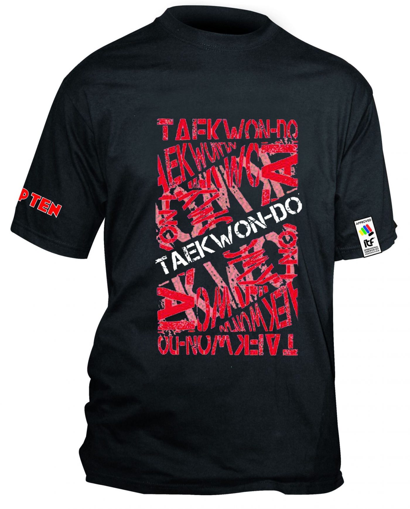 TOP TEN TShirt “ITF Taekwondo” wit Zwart rood Vechtsportwinkel