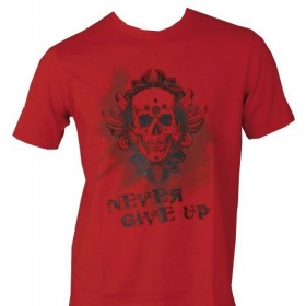 T-Shirt “Never give up” Rood - Sport T-Shirts