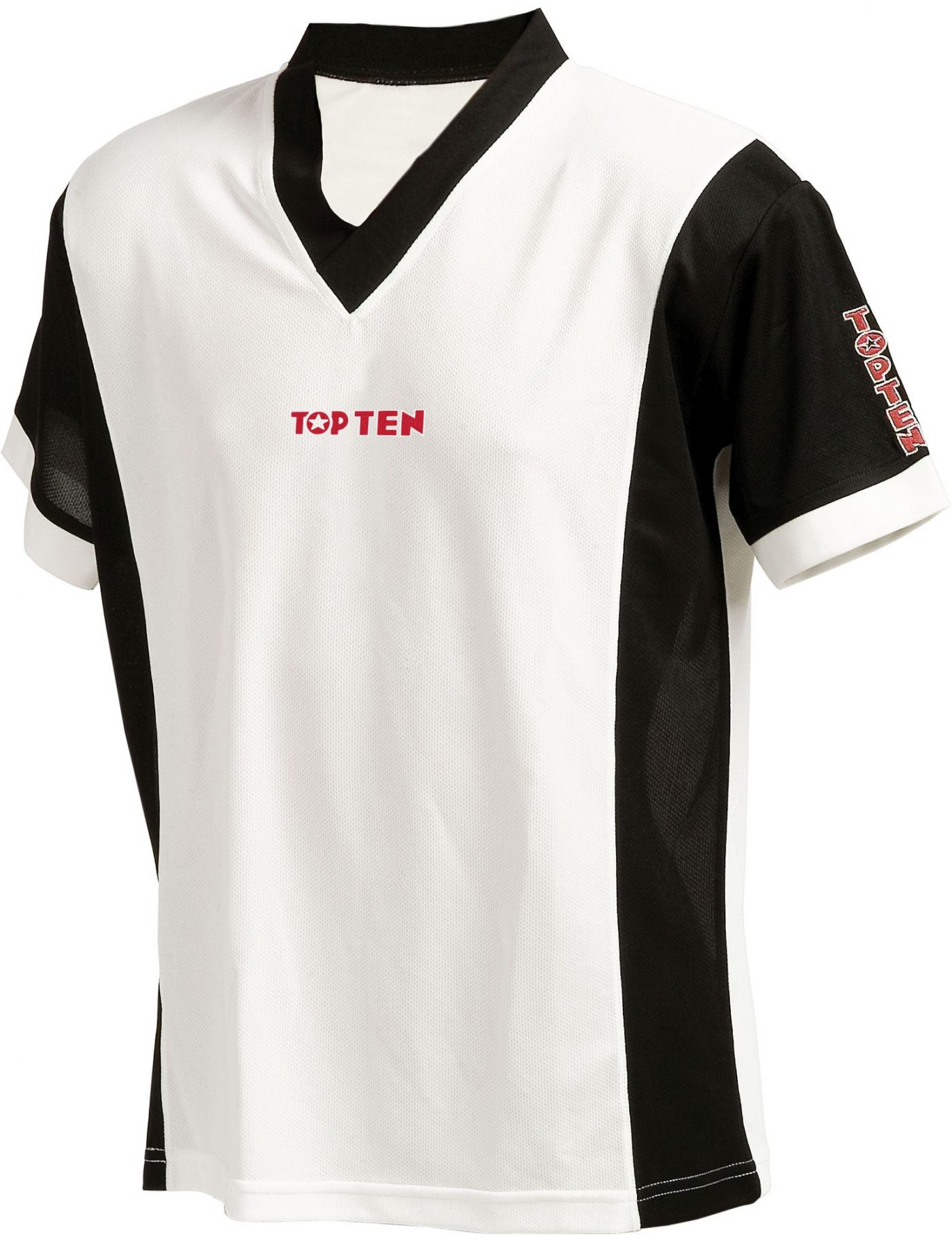 TOP TEN T-Shirt  V-Hals “UNISEX” Wit - Zwart