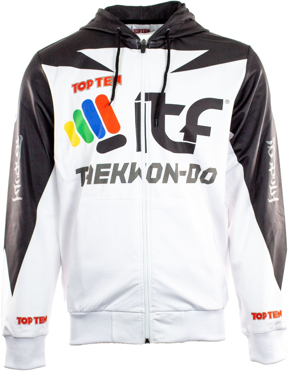 TOP TEN Trui met hoodie en rits “ITF Peaks” Wit - Zwart