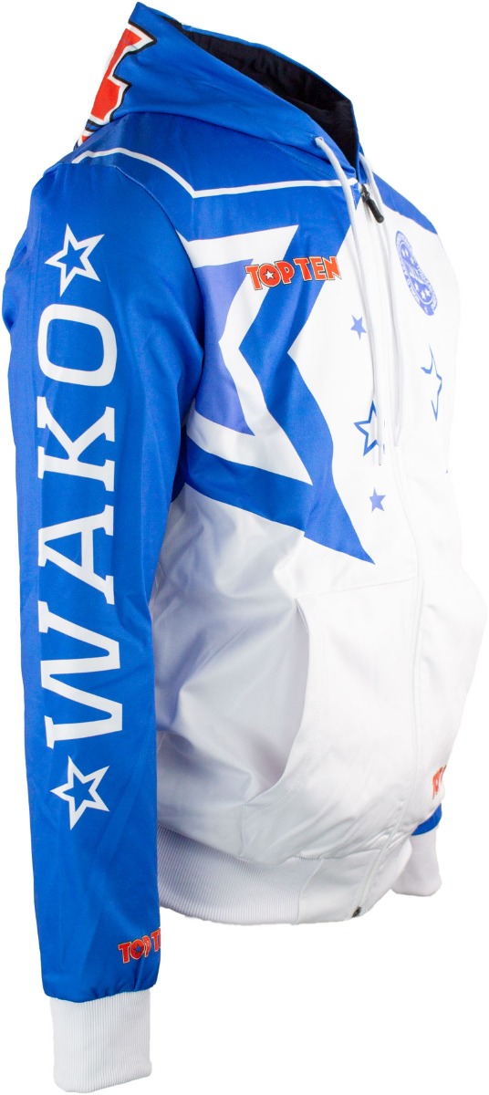 TOP TEN Trui met hoodie en rits “WAKO Stars” Wit - Blauw