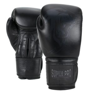 Super Pro Combat Gear Legend Lederen (kick)bokshandschoenen Zwart 12oz - Super Pro bokshandschoenen