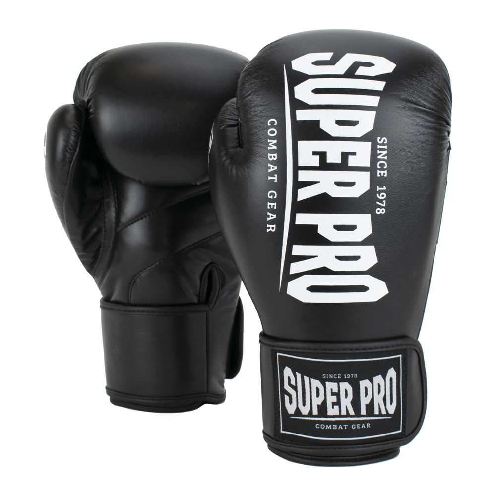Super Pro Combat Gear Champ (kick)bokshandschoenen (Zwart/Wit)<!-- 270225 Sportief BV -->