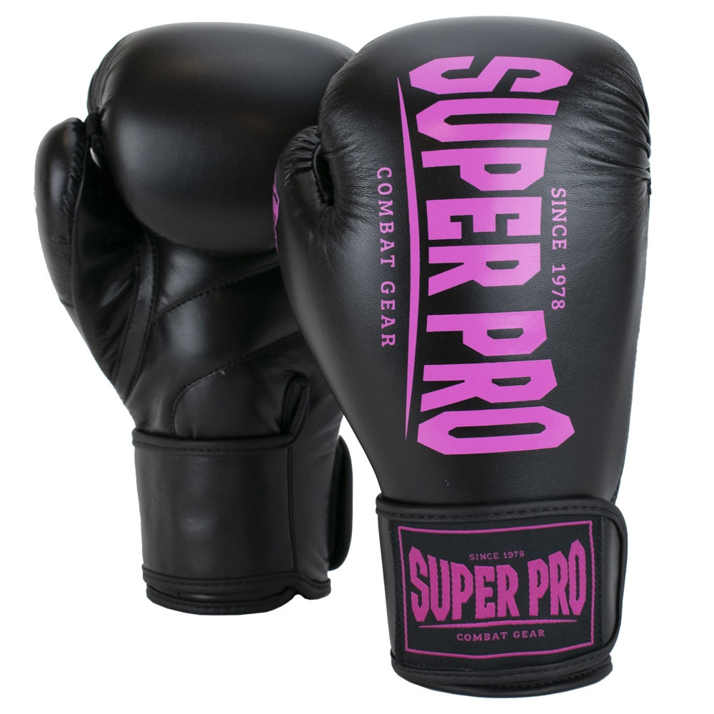 Super Pro Combat Gear Champ (kick)bokshandschoenen Zwart/Roze 8oz - Super Pro bokshandschoenen