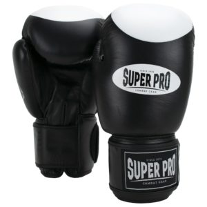 Super Pro Combat Gear Boxer Pro Bokshandschoenen Klittenband Zwart/Wit 12oz - Super Pro bokshandschoenen