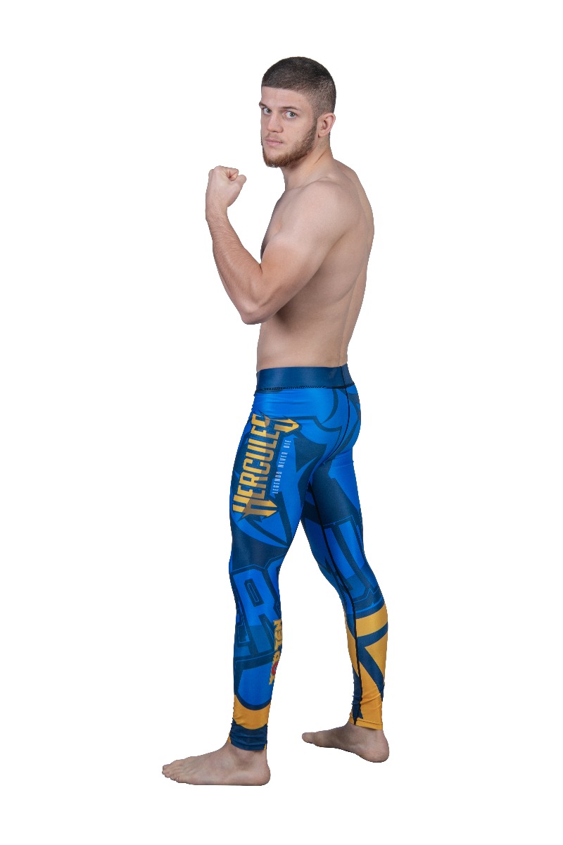 TOP TEN MMA Compressiebroek / legging “Hercules” (Blauw - Geel)