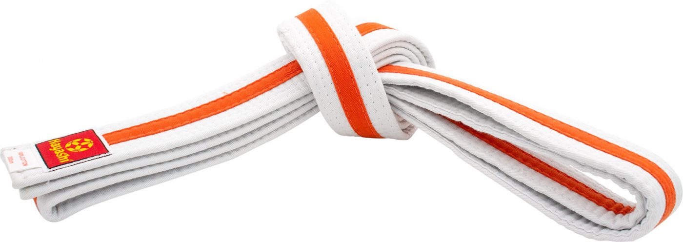 Hayashi Karateband tweekleurig (Wit - Oranje)