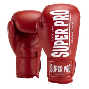 Super Pro Combat Gear Champ (kick)bokshandschoenen Rood/Wit 8oz - Kickbokshandschoenen voor dames