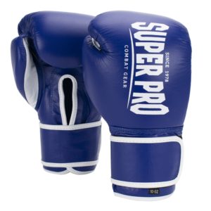 Super Pro Combat Gear Winner Wedstrijdhandschoenen Klittenband Blauw/Wit 10oz - Super Pro bokshandschoenen