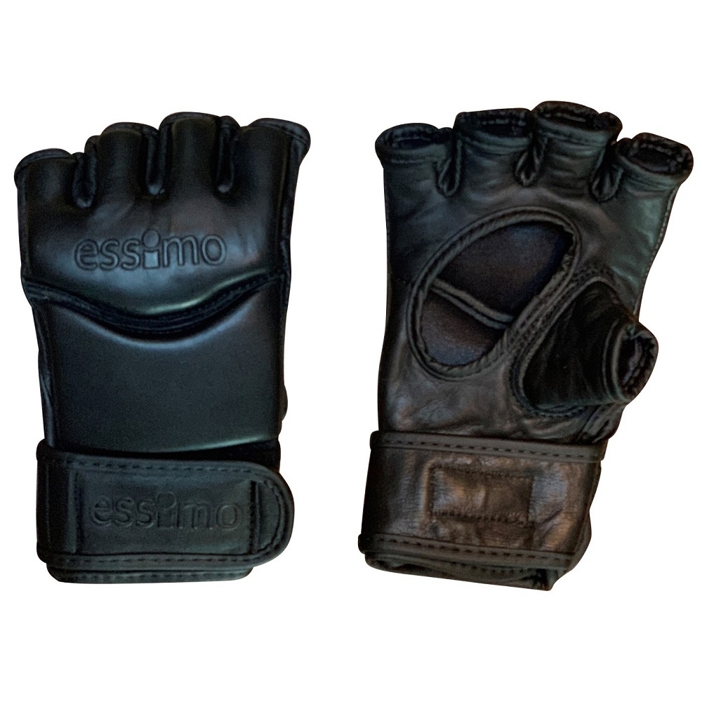 Essimo Leather Free Fight / MMA Gloves - Black