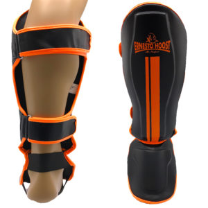 Ernesto Hoost Shin-Instep Flex PU - Zwart/Neon Oranje - Scheenbeschermers kickboksen