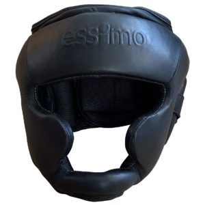 Essimo Headguard Leather With Chin - Black/Black - Boksbeschermers