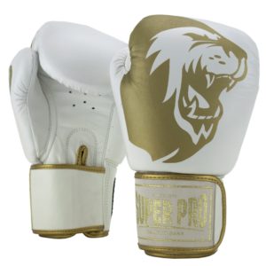 Super Pro Combat Gear Warrior Lederen (kick)bokshandschoenen Wit/Goud 10oz - Super Pro bokshandschoenen