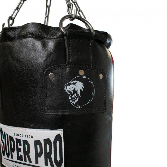 Super Pro Leather Punch Bag Split Zwart/Rood 183x35