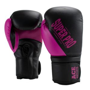 Super Pro Combat Gear ACE (kick)bokshandschoenen Zwart/Roze 8oz - Kickbokshandschoenen voor dames