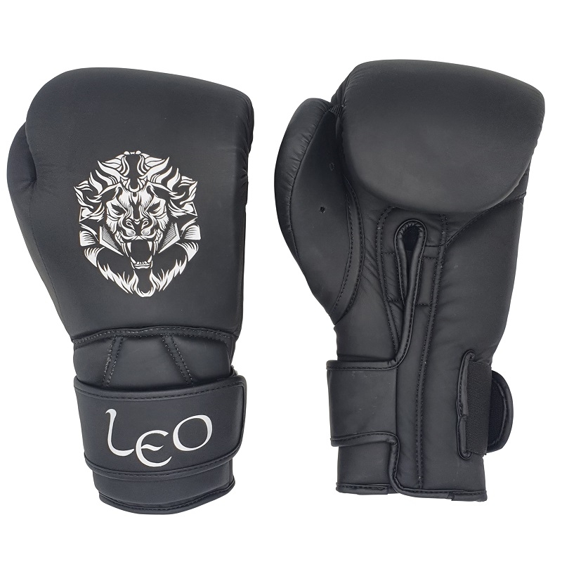Leo Fearless Double Velcro Gloves PU Mat Black<!-- 404621 Essimo -->