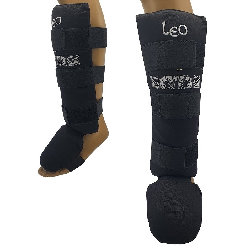 Leo Pre-Shaped Black Cotton Shin-instep - Scheenbeschermers kickboksen