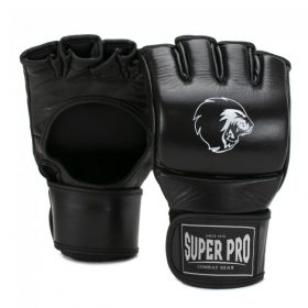 Super Pro Combat Gear Slugger MMA Handschoenen Leder (Zwart/Wit) – Maat XL (B-Stock)<!-- 401252 Vechtsportwinkel.com -->