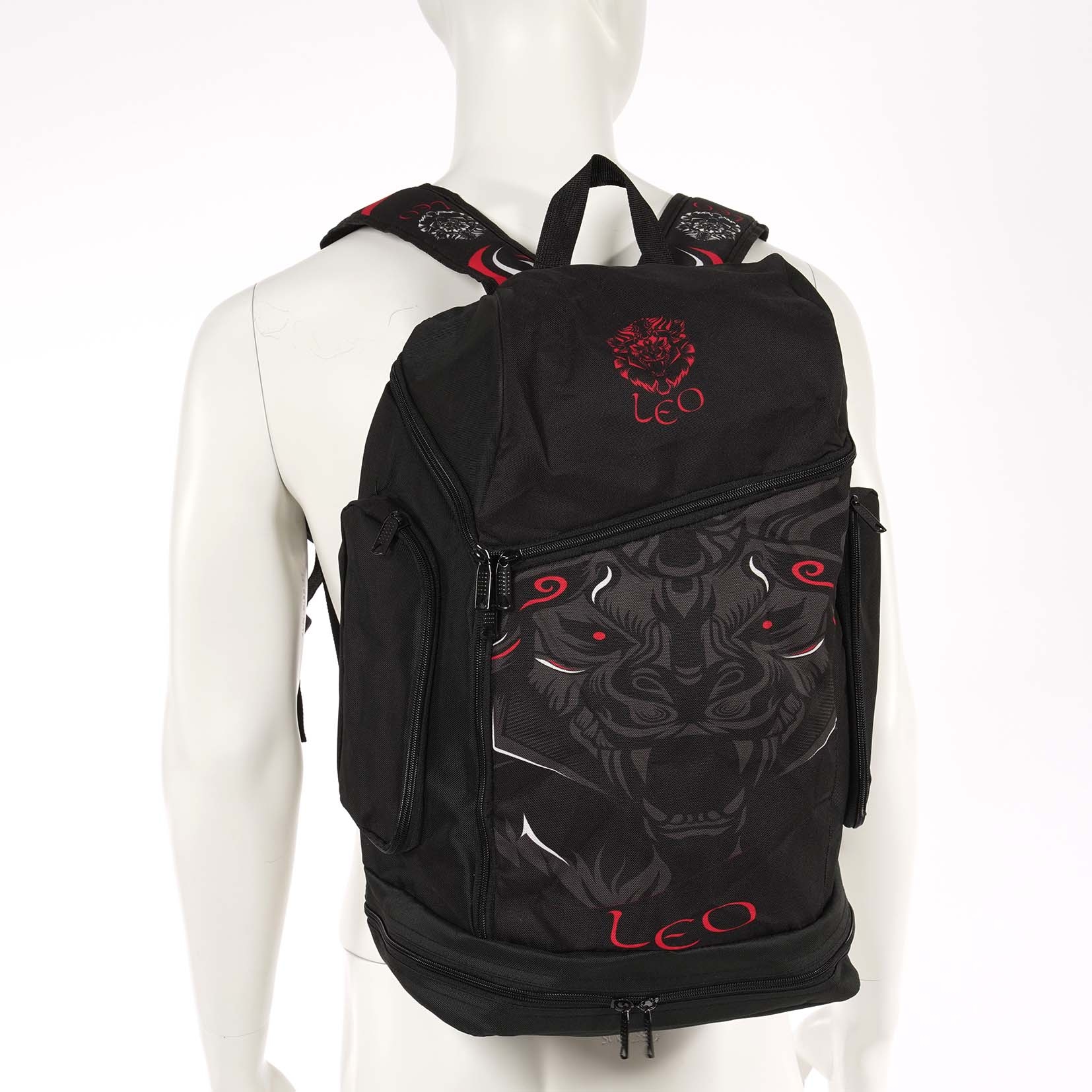 Leo Backpack - Black/White/Red - Rugzak