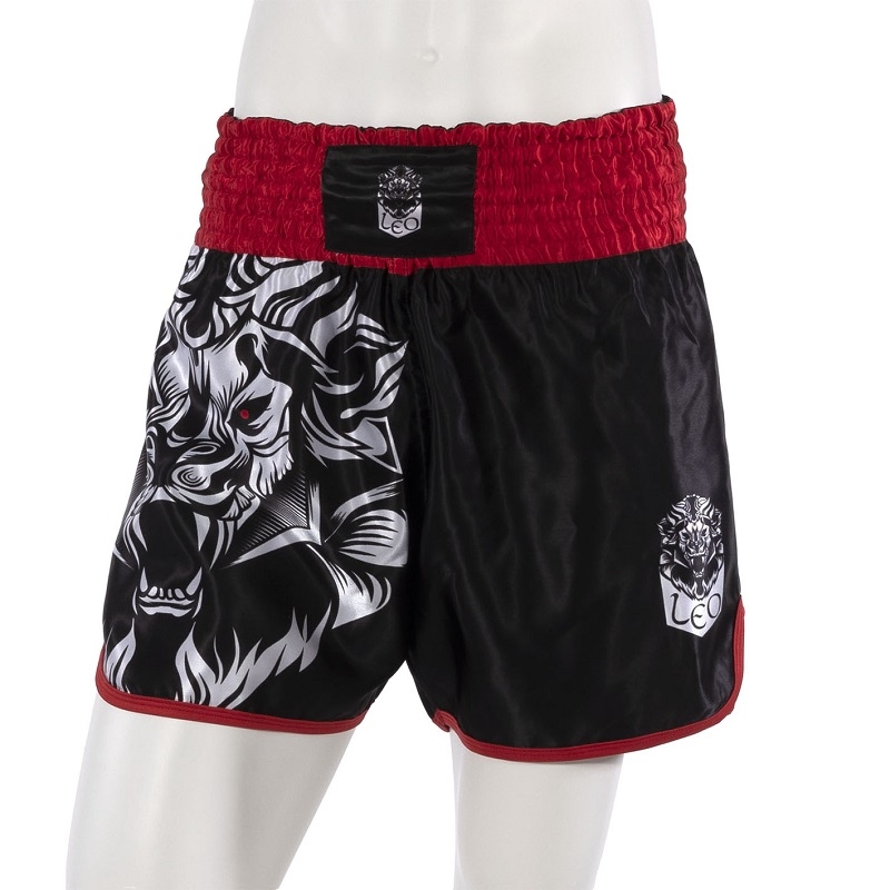 Leo INSTINCT Kickboxing Short - Black/Red - Nieuw