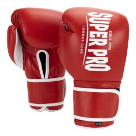 Super Pro Combat Gear Winner Wedstrijdhandschoenen Klittenband Rood/Wit 10oz - Super Pro bokshandschoenen