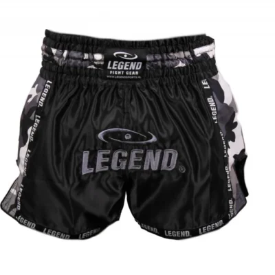 Legend Kickboks Broekje Camo Grijs Satijn maat XS Legend Kickboks Broekje Camo Grijs Satijn maat XS