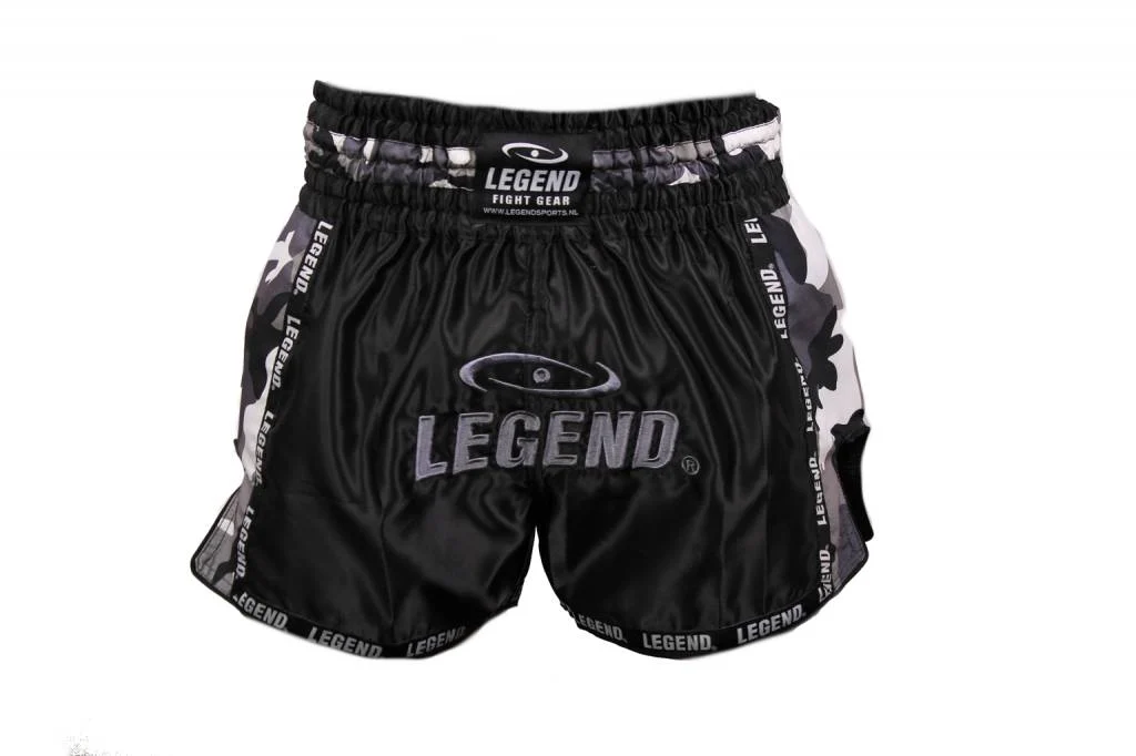 Legend Kickboks Broekje Camo Grijs Satijn maat XS