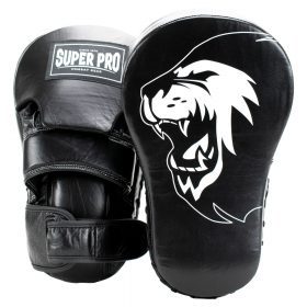 Super Pro Combat Gear Handmitts Long Curved Leder Zwart/Wit