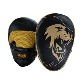 Super Pro Combat Gear Handpads Curved Leder Zwart/Goud