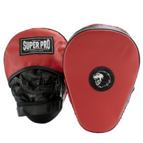 Super Pro Combat Gear Super Pro Lederen Gebogen Hook and Jab Pad Zwart/Rood - Nieuw