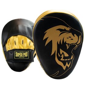 Super Pro Combat Gear Handpads Curved PU Zwart/Goud