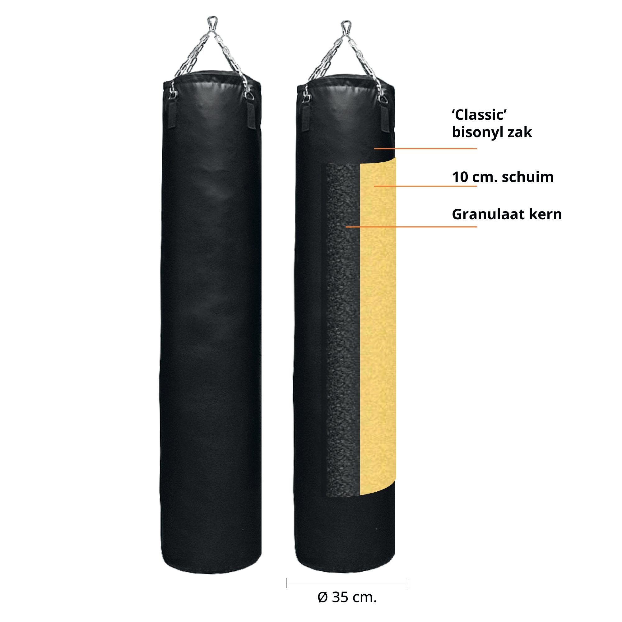 Sportief Boxing Gear Bokszak Classic Soft Foam 180 cm (Zwart)