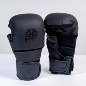 Leo Leather MMA Sparring Gloves Matt Black - MMA handschoenen
