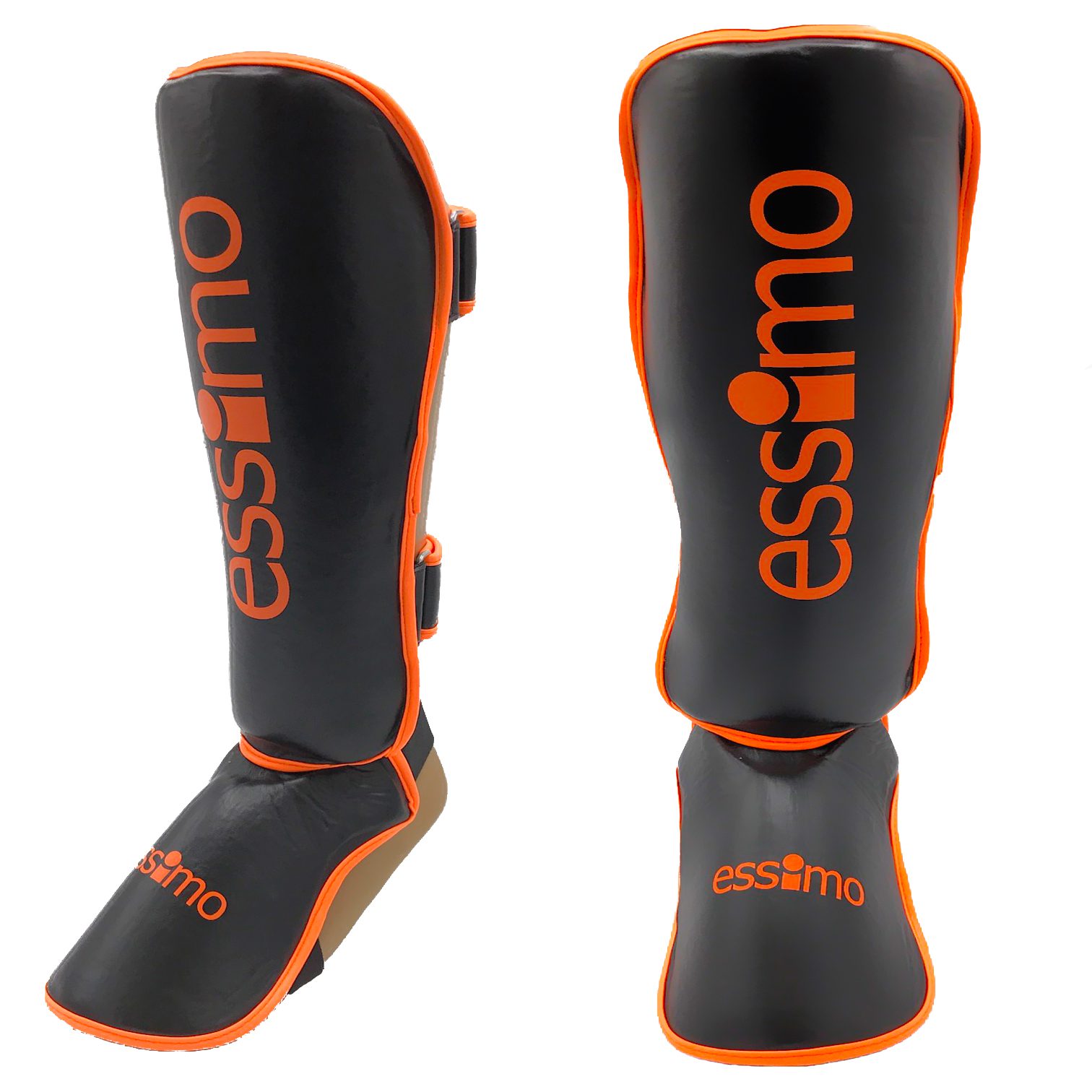 Essimo Shin-Instep ''Compact'' Flex PU - Zwart/Neon Oranje