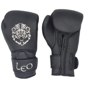 Leo Fearless Double Velcro Gloves PU Mat Black