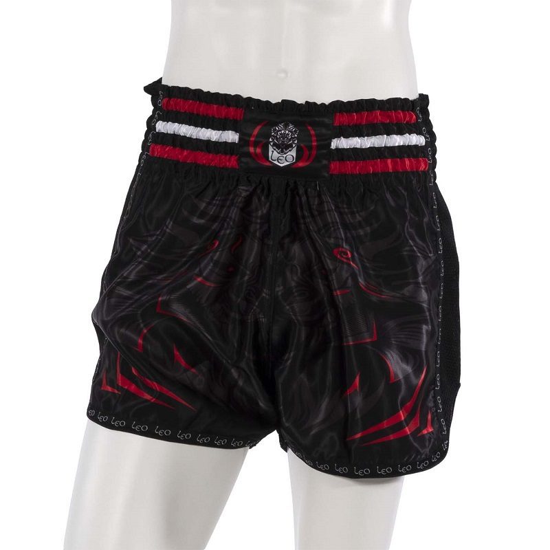 Leo PREDATOR Mesh Kickboxing Short - Black/Red