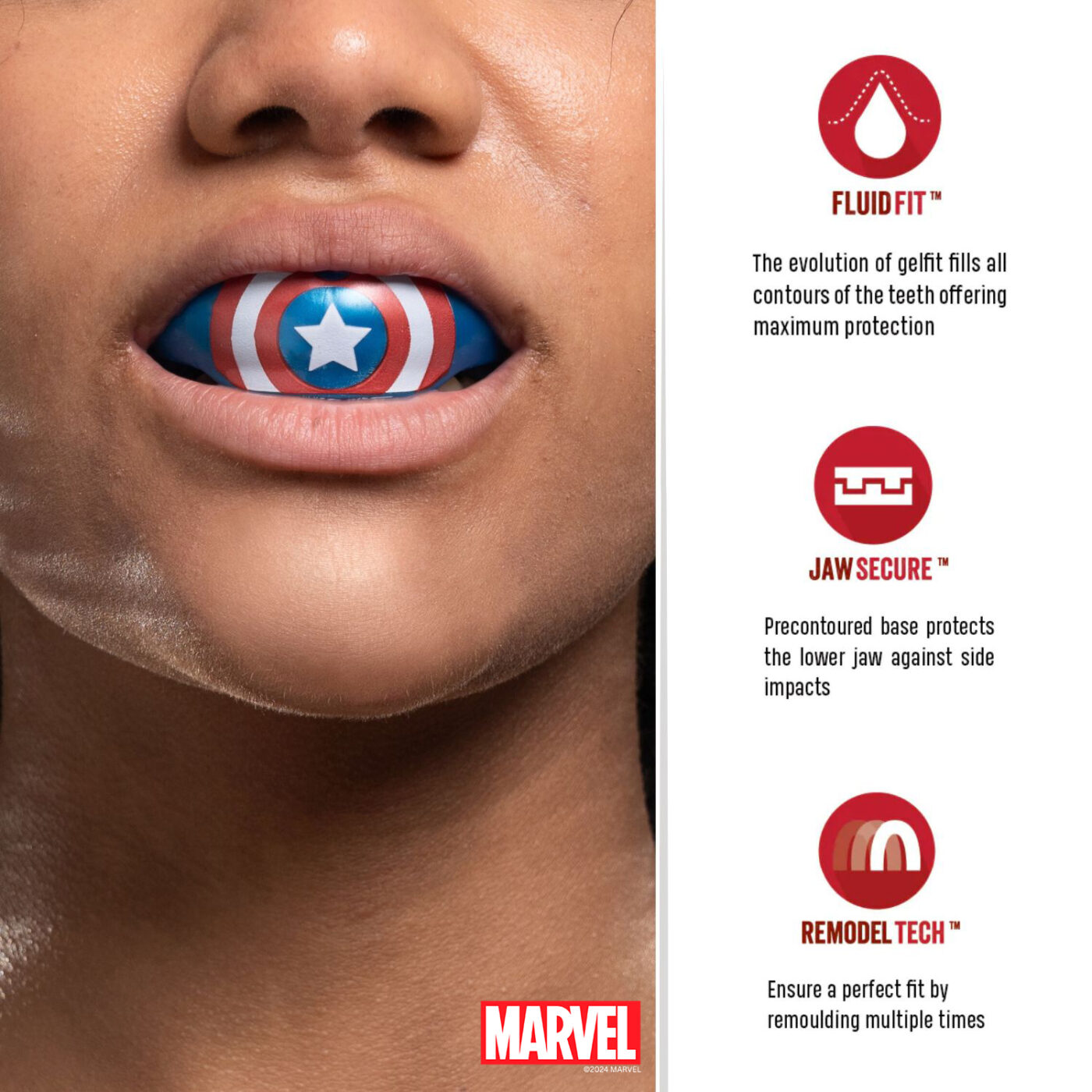 Vecht Sport Gebitsbescherming Safejawz Captain America (SAFEJAWZ MARVEL BRACES CAPTAIN AMERICA)
